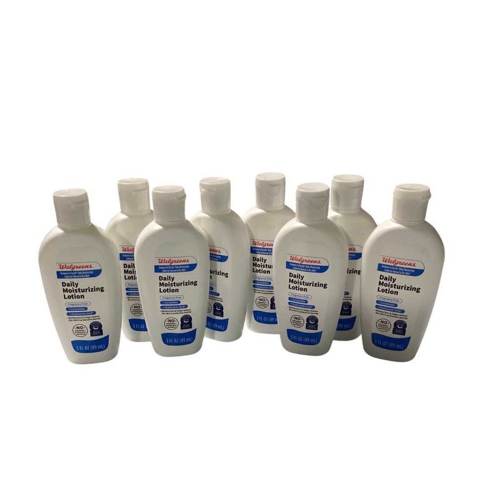 8 Pack‎ Walgreens Daily Moisturizing Lotion Fragrance Free Travel Size 3oz Each